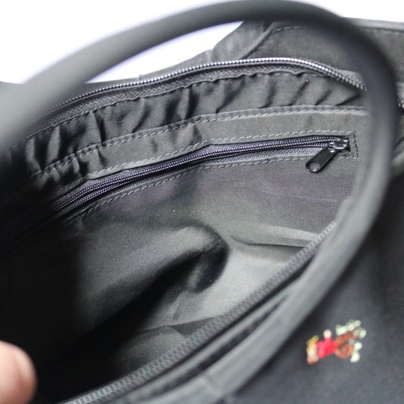 Monkey Purse Handbag Black Embroidered Hoop Handle Trumpet Quirky - Picture 6 of 8